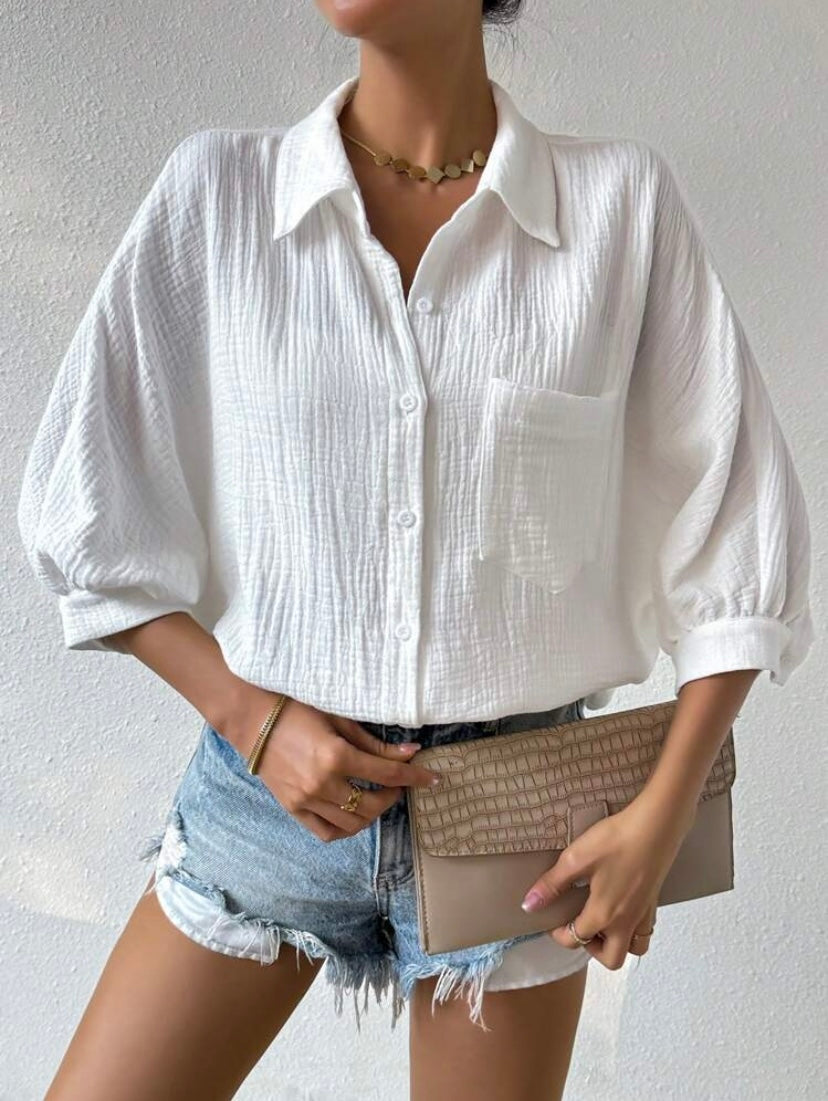 Textured Linen Button Shirt