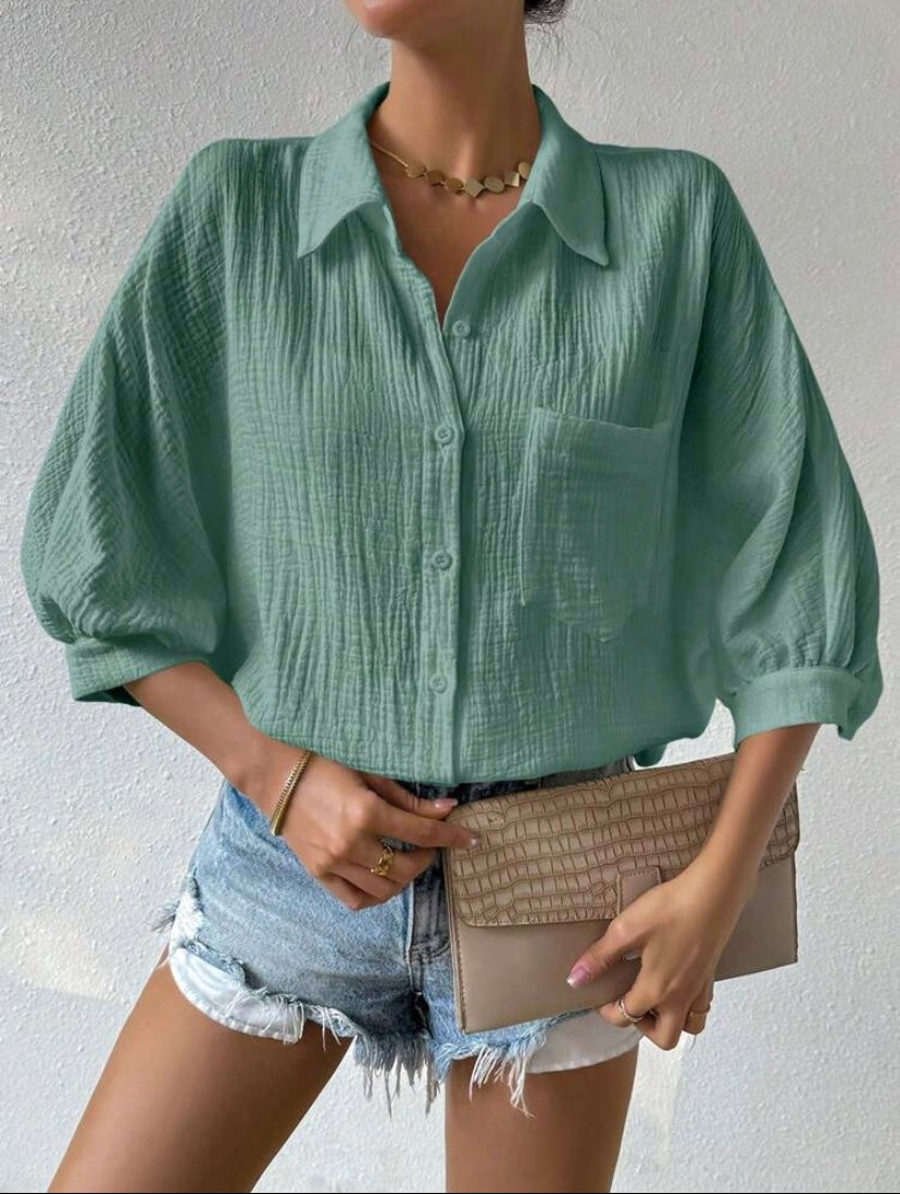 Textured Linen Button Shirt