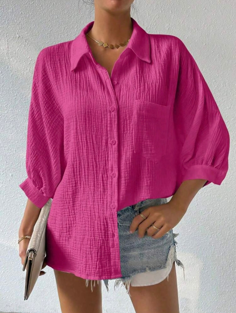 Textured Linen Button Shirt