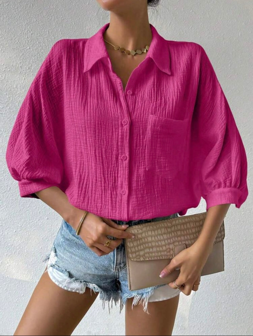 Textured Linen Button Shirt