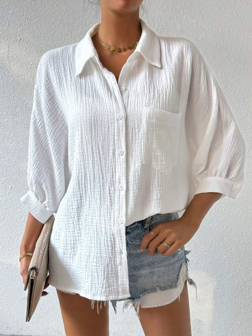 Textured Linen Button Shirt