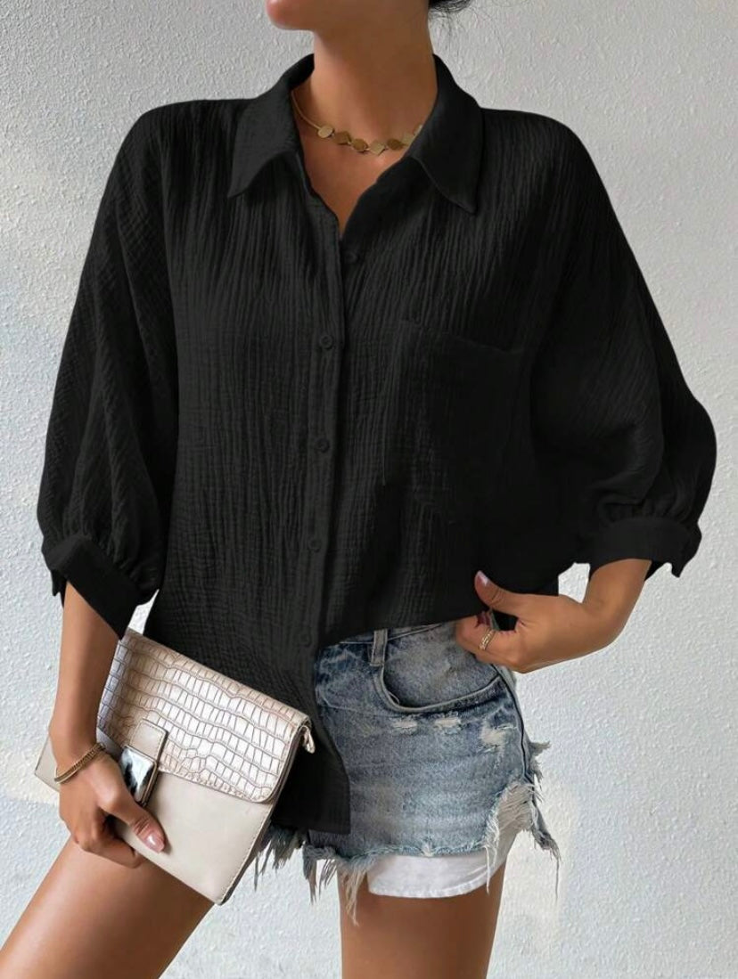 Textured Linen Button Shirt