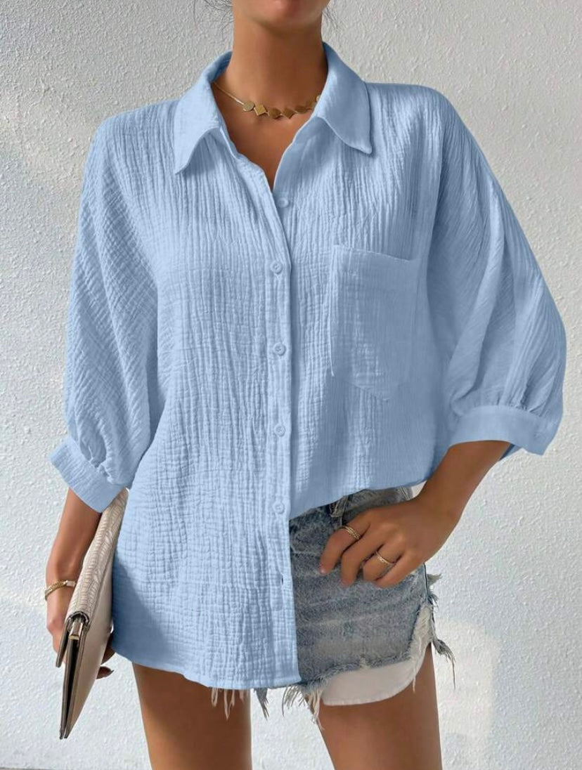 Textured Linen Button Shirt