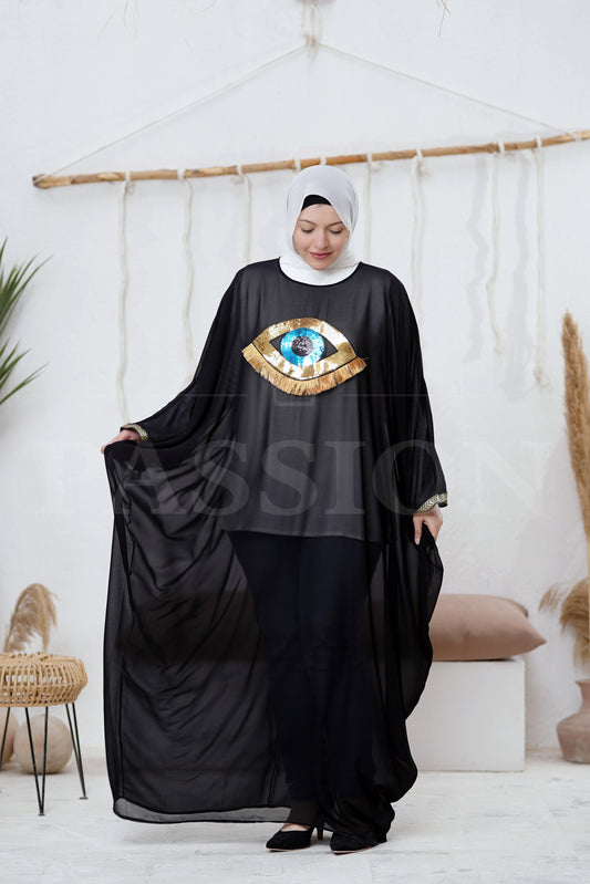 Blue Eye Chiffon Abaya